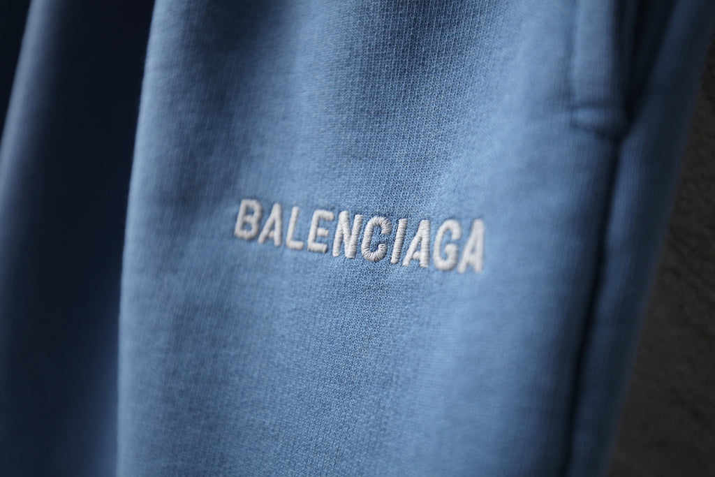 Balenciaga pants light blue with BALENCIAGA logo on fabric panel