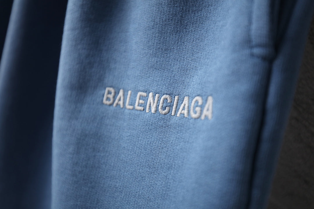 Balenciaga pants light blue with BALENCIAGA logo on fabric panel