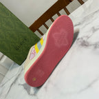Gucci sneakers outsole, pink rubber sole with embossed bee emblem