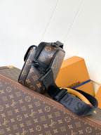 Men's Louis Vuitton monogram crossbody bag with top handle and adjustable strap