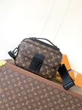 Men's Louis Vuitton monogram crossbody bag with flap and adjustable strap