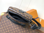 Men's Louis Vuitton monogram crossbody bag with zipper opening and shoulder strap
