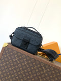 Men’s Louis Vuitton monogram crossbody bag, dark navy with flap and front buckle