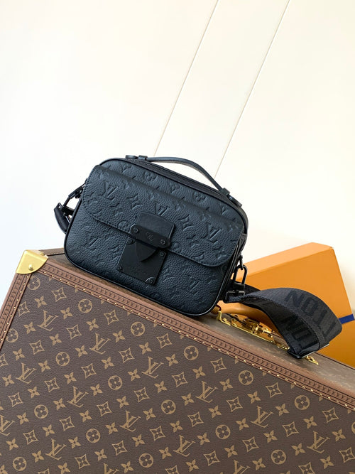 Men’s Louis Vuitton monogram crossbody bag, dark navy with flap and front buckle