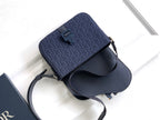 Dior mini bag with adjustable strap, navy blue monogram and leather body