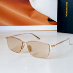 Bvlgari glasses with gold frame and brown-tinted lenses, rectangular-aviator style