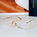 Bvlgari glasses with gold frame and clear lenses, rectangular-aviator style