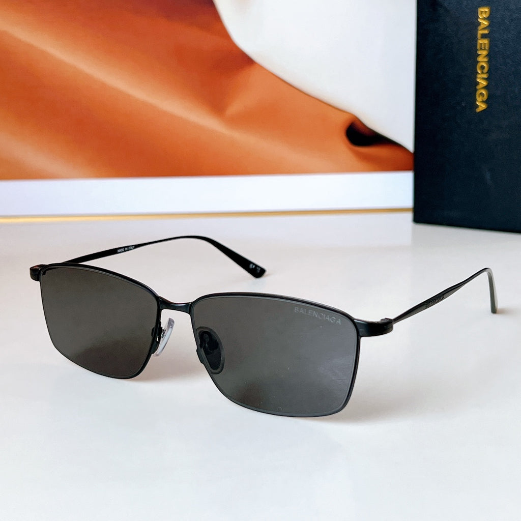 Bvlgari glasses with black frame and dark gray lenses, rectangular-aviator style