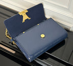 Louis Vuitton bag navy blue with gold clasp hardware and chain strap