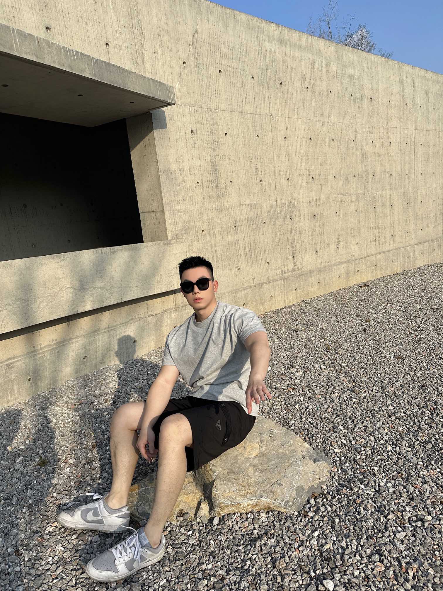 Prada black cargo shorts with relaxed fit and drawstring waist