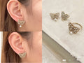 Dior gold-tone butterfly stud earrings with pearl drop