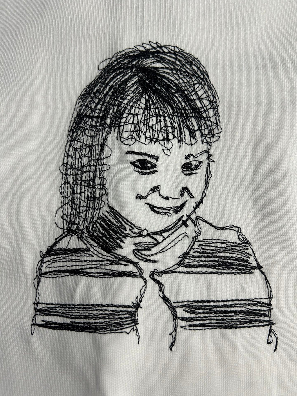 Off-White off-white T-shirt with detailed black line-art girl face graphic