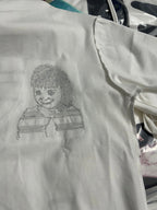 Off-White off-white T-shirt with black line-art girl face print on the front