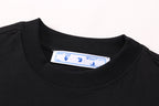 Black T-shirt neckline with inner size/brand label