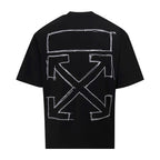 Black T-shirt with large back sketch graphic in a square frame and X motif
