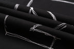 Off White black clothing fabric with white plaid stitching