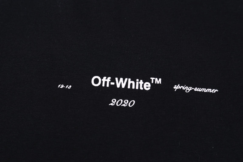 Black T-shirt chest text: Off-WhiteTM spring-summer 2020