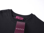 Black crewneck T-shirt collar with GUCCI brand tag