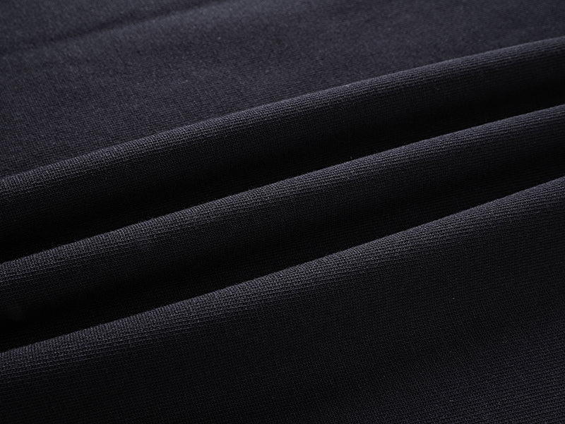 Black T-shirt fabric weave close-up