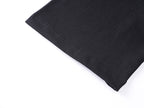 Black short-sleeve T-shirt sleeve and hem seam