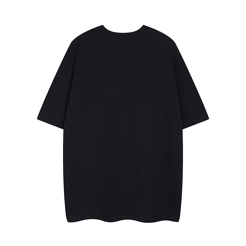 Black short-sleeve T-shirt, plain back view