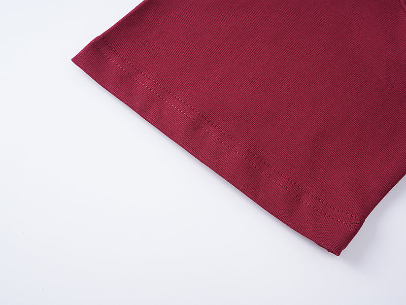 Burgundy Gucci T-shirt sleeve cuff and hem detail