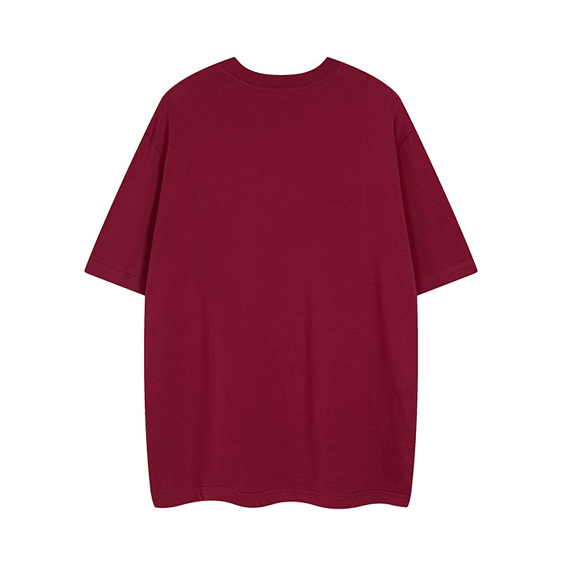 Burgundy Gucci T-shirt back view, crew neck, short sleeves