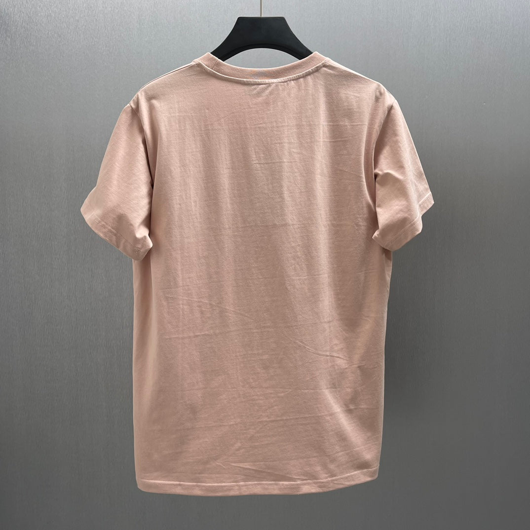 Light pink crewneck T-shirt back view, no visible graphic