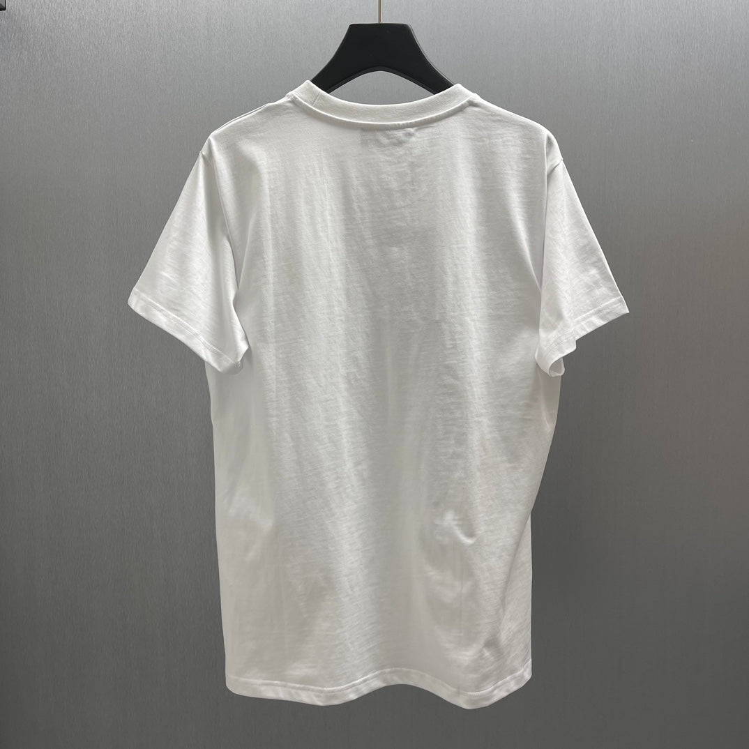 White short-sleeve T-shirt on hanger, plain front with crew neck