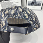 Baseball cap underside view with navy strap and silver snap button