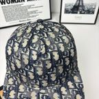 Geometric monogram baseball cap back panel with center seam and top button