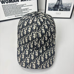 Dior baseball cap with navy-and-cream Dior monogram pattern, curved brim