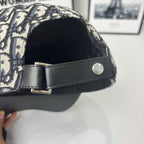 Dior cap interior with black strap and metal buckle at back