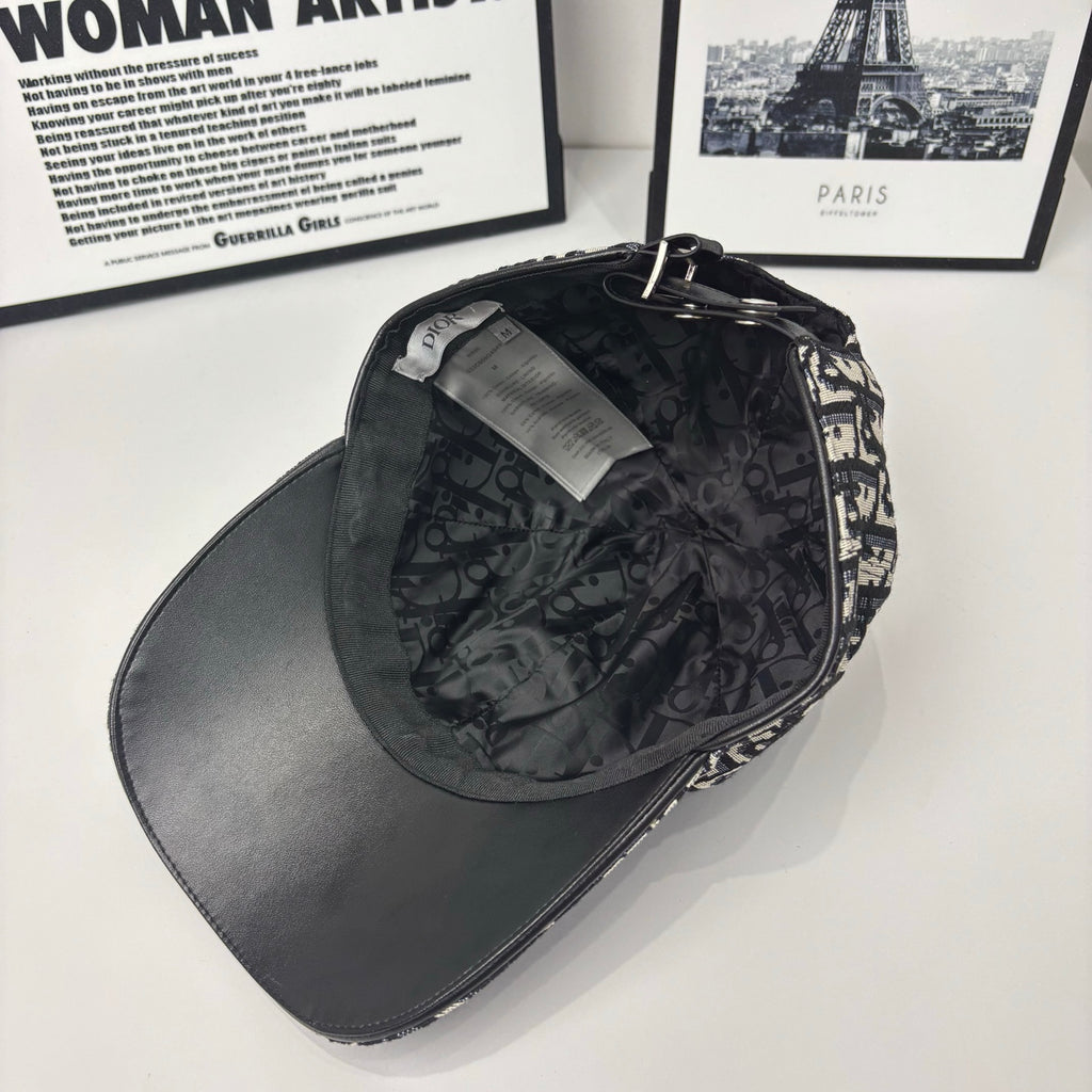 Dior cap interior view with black lining and hanging label
