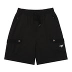 Black Prada drawstring shorts with elastic waistband and side pockets