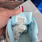 Balenciaga sneaker size label inside in light blue with EUR UK JP text