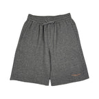 Gray marl drawstring shorts with elastic waistband and side logo detail