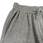 Gray marl shorts waistband with bow-tie drawstring and gathered elastic waist
