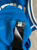 Balenciaga fabric label on blue sleeveless jersey