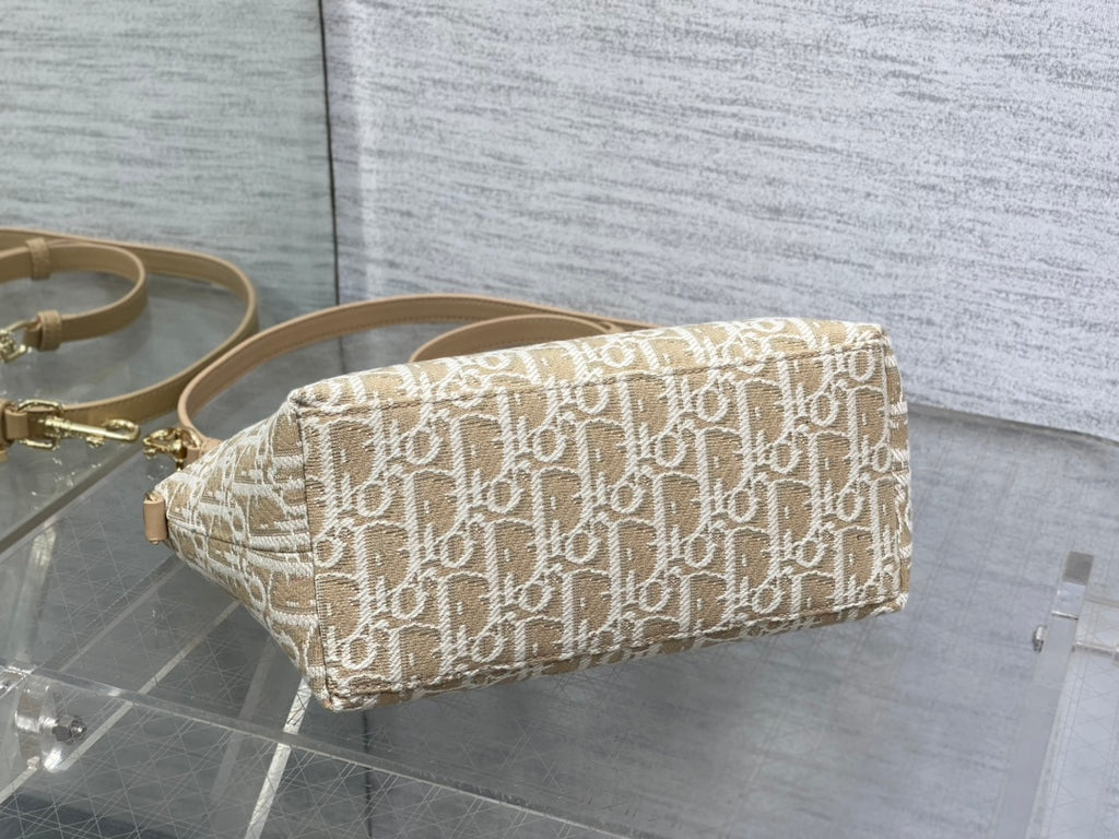 Dior monogram mini crossbody bag, beige with zipper closure