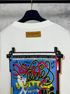 Louis Vuitton short-sleeve T-shirt, white with centered back graphic and “64 Broadway” text