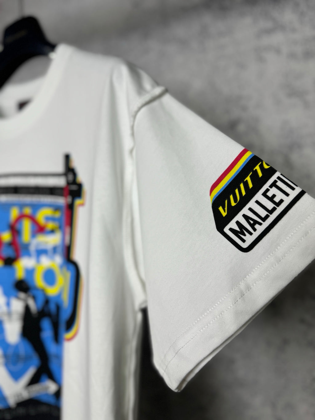 Louis Vuitton short-sleeve T-shirt, white with “Malletier” sleeve label detail