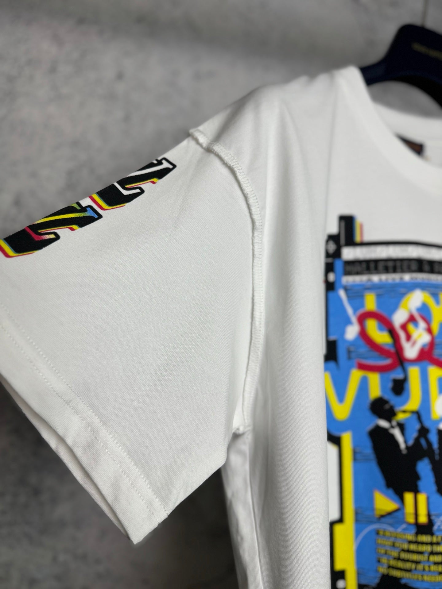 Louis Vuitton short-sleeve T-shirt, white with side sleeve graphic detail