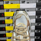 Balenciaga unisex sneaker heel and collar in light gold and white with laces