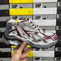 Balenciaga unisex sneakers, silver/burgundy, white laces, chunky rubber sole