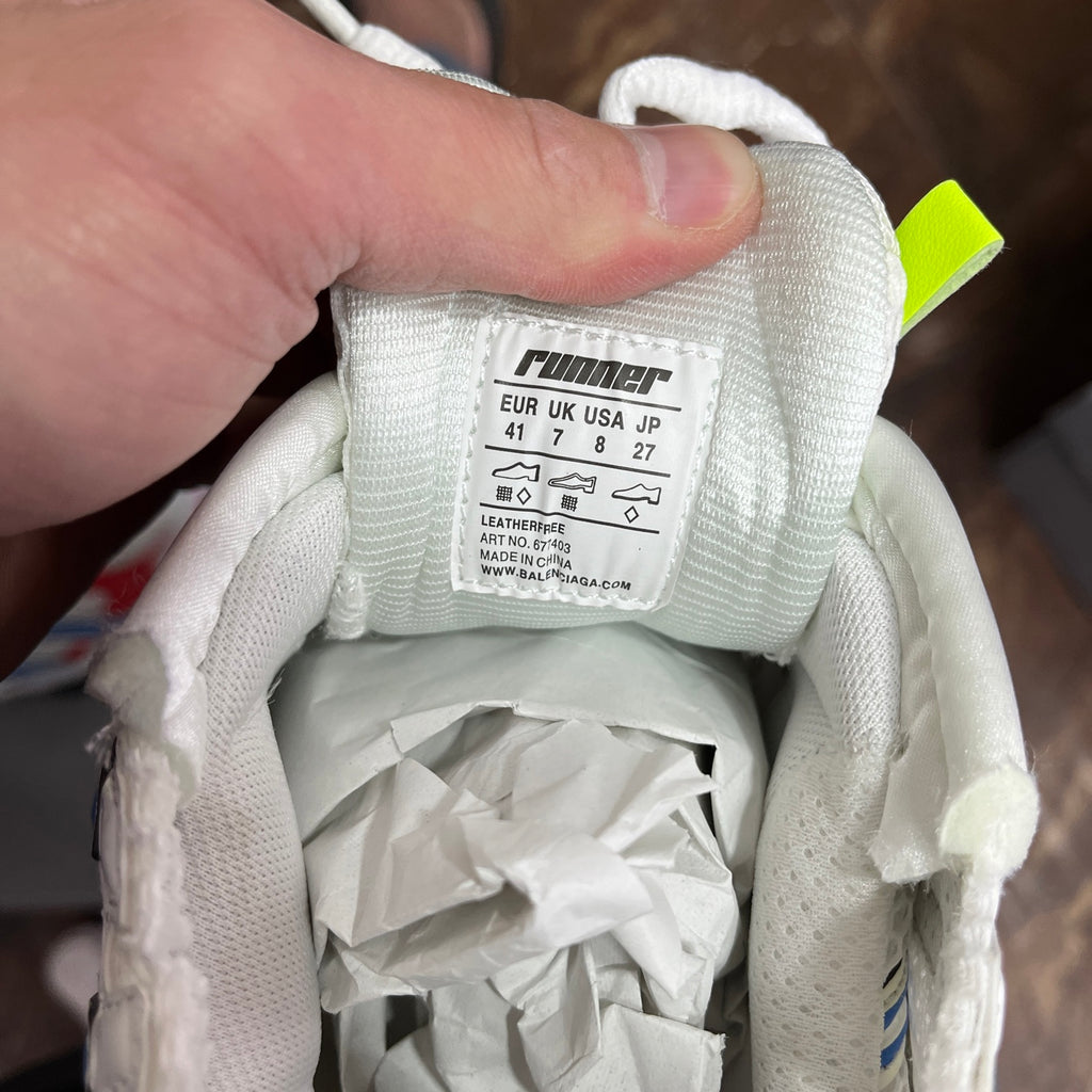 Unisex sneaker size label inside tongue with printed product and sizing information