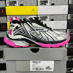 Balenciaga unisex sneakers, silver upper with black laces and pink outsole