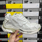 White Balenciaga unisex sneakers, lace-up with textured panels and chunky sole