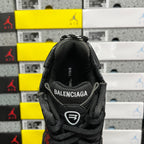 Black Balenciaga runner sneaker heel, fabric pull tab with BALENCIAGA logo