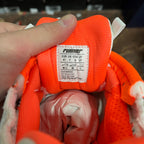 Balenciaga runner sneakers size label inside, orange lining with size chart text